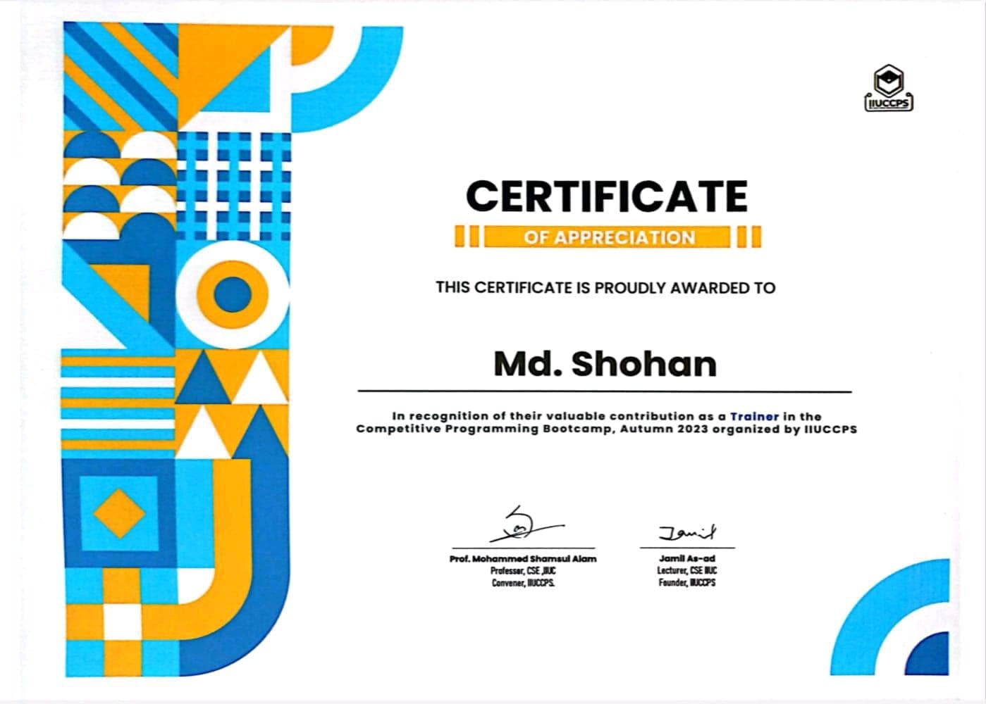 Competitive Programming Mentor & Trainer - Guided junior programmers, conducted CP bootcamp classes, and assisted with problem-solving and algorithmic thinking.